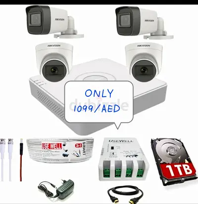 4 Cctv cameras complete package with on e year warranty