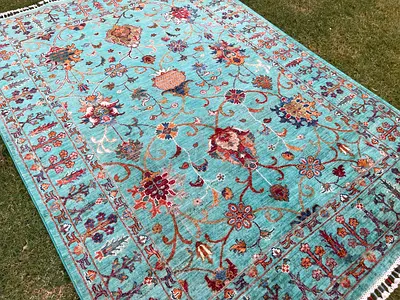 207 x 149 cm | new Handmade Beautiful Turquoise Sultani Carpet