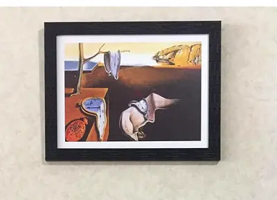 Strange Clocks Wall Art with Frame New Black