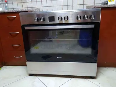 Veneto Ceramic Cooker 128 Liters Oven Capacity, 5 Burner, 90 x 60 cm, Stainless Steel FREE DELIVERY