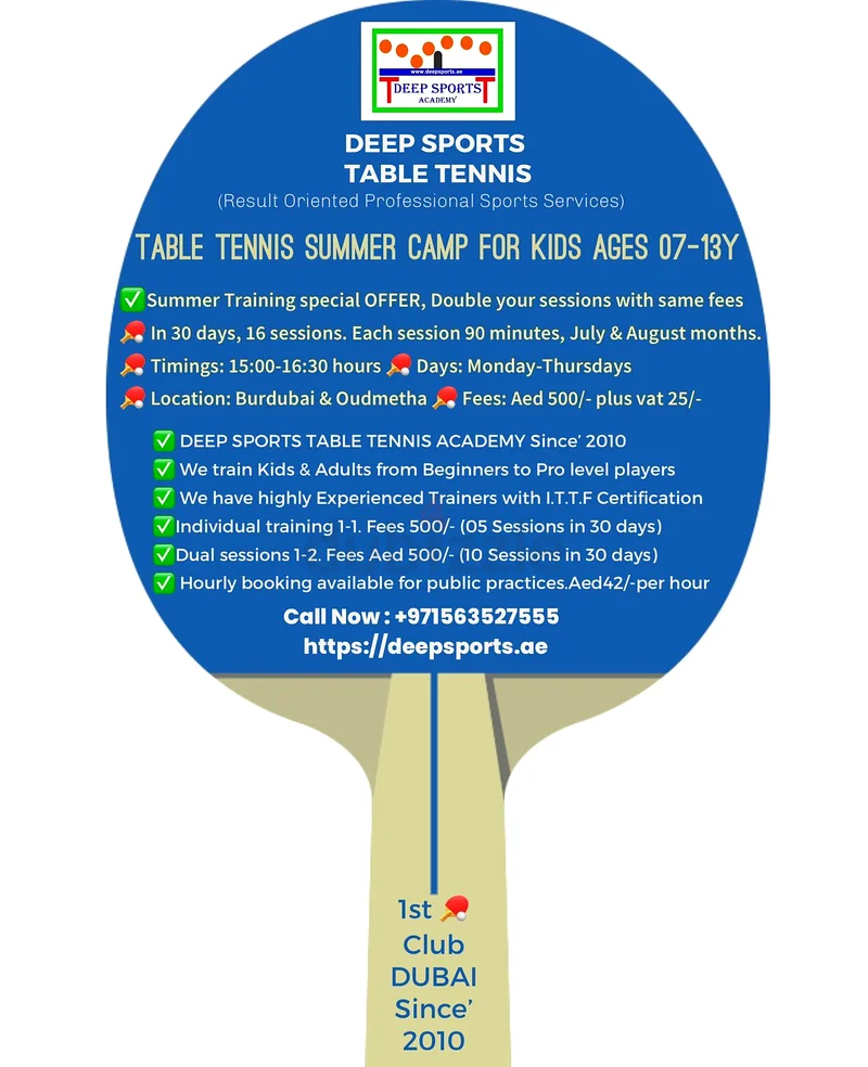 Table tennis summer camp