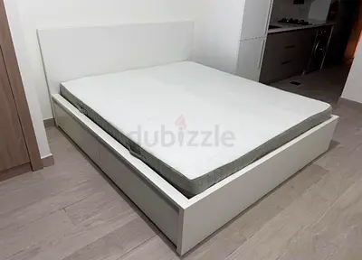 IKEA malam queen size 160/200 bed with IKEA mattress and 2 storage drawers underneath
