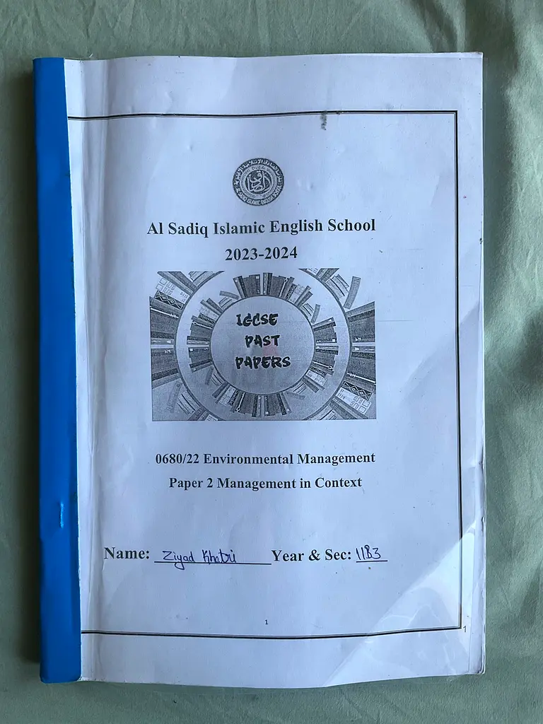 0680/22Environmental management IGCSE past papers