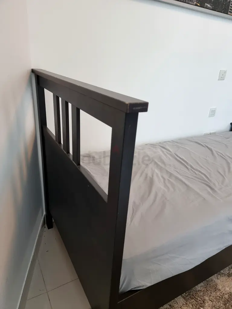 Single Bed Dark Wood with Mattress