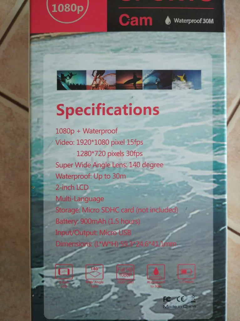 Sports camera (waterproof 30m, 2 inch screen)62931667321346112