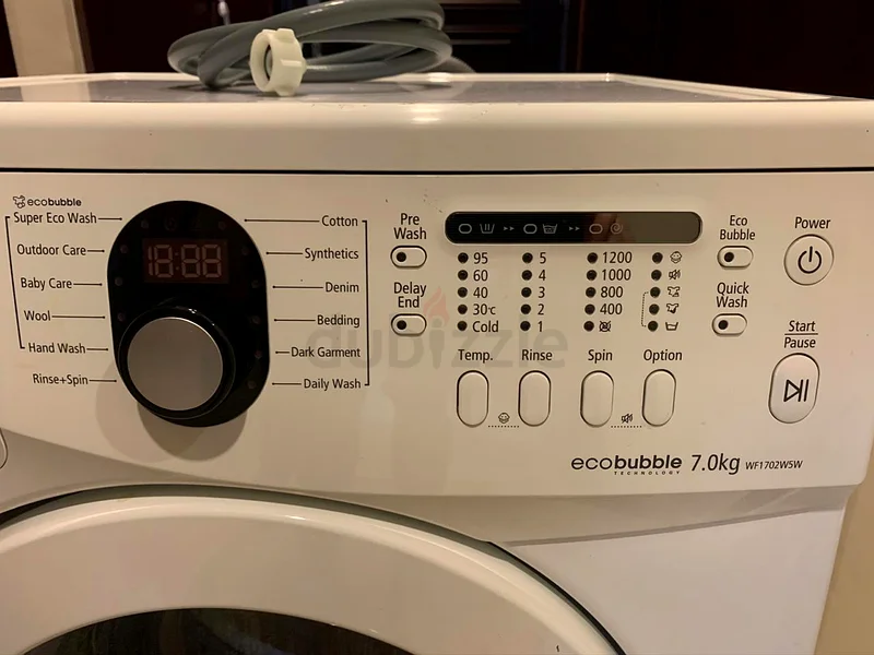 غسالة سامسونج WF1702W5V إيكو بابل A+ 1200 لفة في الدقيقة، سعة 7 كجم، توصيل مجاني + ضمان63265097577474112