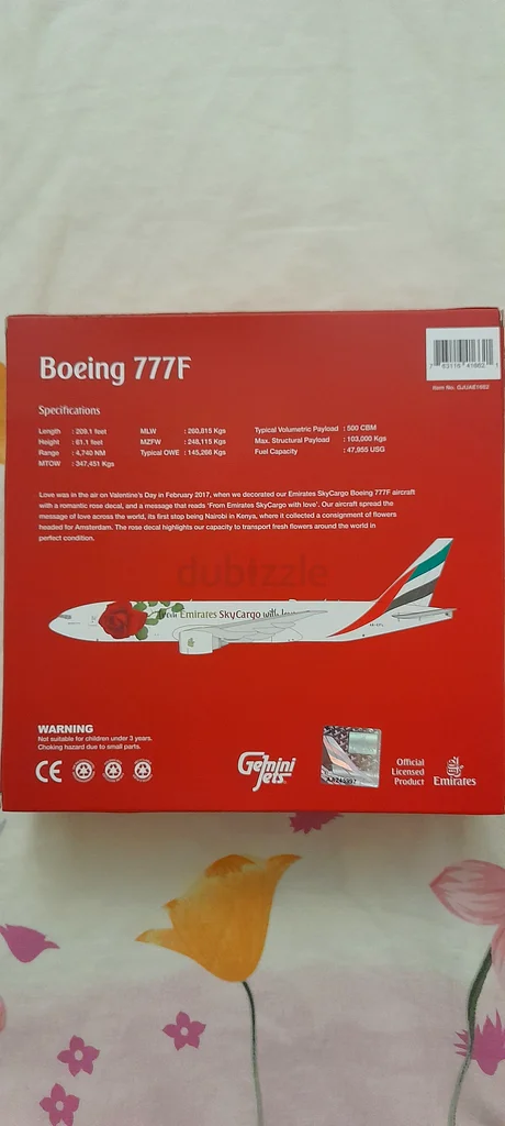 New airplane Emirates boeing 777F with roses metal63208385555843111