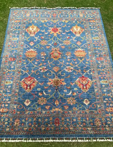 155 x 194 cm | New Handmade Beautiful Blue Sultani Carpet