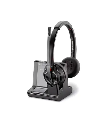 Plantronics - Savi 8220 Office Wireless DECT Headset (Poly) - Dual Ear (Stere...