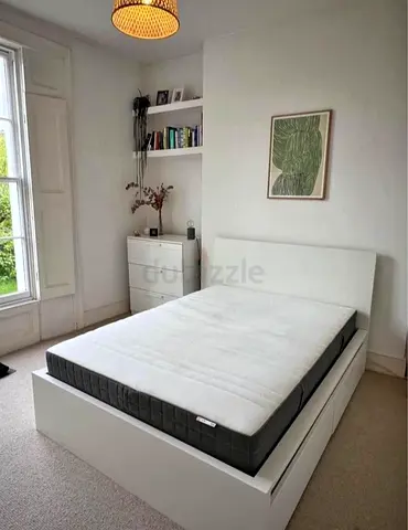 IKEA Malam double bed 140×200cm bed with 2 big storage drawers underneath and with IKEA mattress