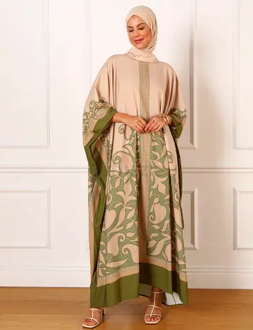 Elegant abaya BRAND NEW- green and baige color