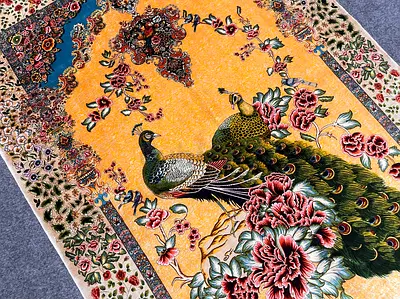 120 x 179 cm | new Gorgeous Peacock Silk Persian Carpet