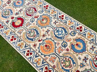 81 x 274 cm | New Handmade Beautiful Suzani Runner Carper