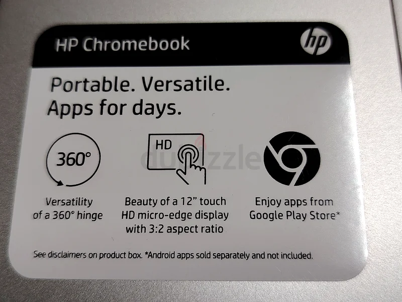 شاشة لمس HP قابلة للطي  
معالج Intel® Celeron®، رسومات UHD 600  
ذاكرة عشوائية 4 جيجابايت؛ ذاكرة صلبة 32 جيجابايت، كروم بوك63167117878914112