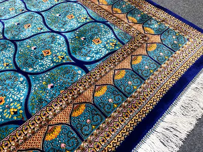 3x2m | new Beautiful Silk Persian Carpet Blue Gombad
