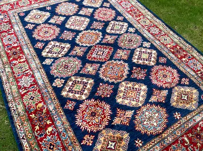 153 x 212 cm | new Handmade Beautiful Super Kazak Carpet Dark Blue