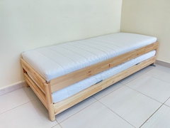 IKEA Utaker stackable wooden beds with mattress. This bed is designed ...