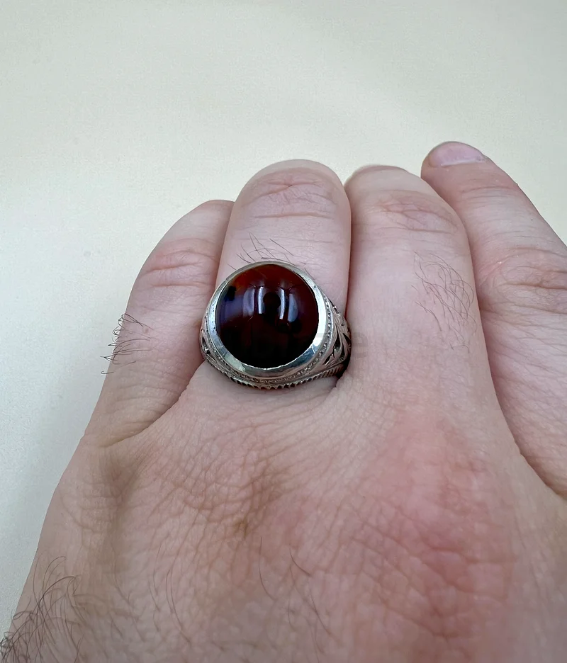 Ring with Yemeni agate stone - Yemani Agate Stone63173514756482114