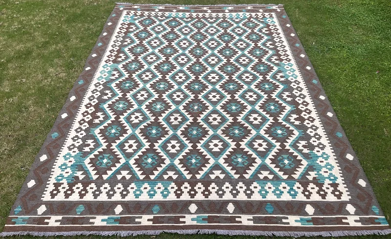 214 × 293 سم | سجادة كليم تركمانية يدوية جديدة جميلة63185761054850111