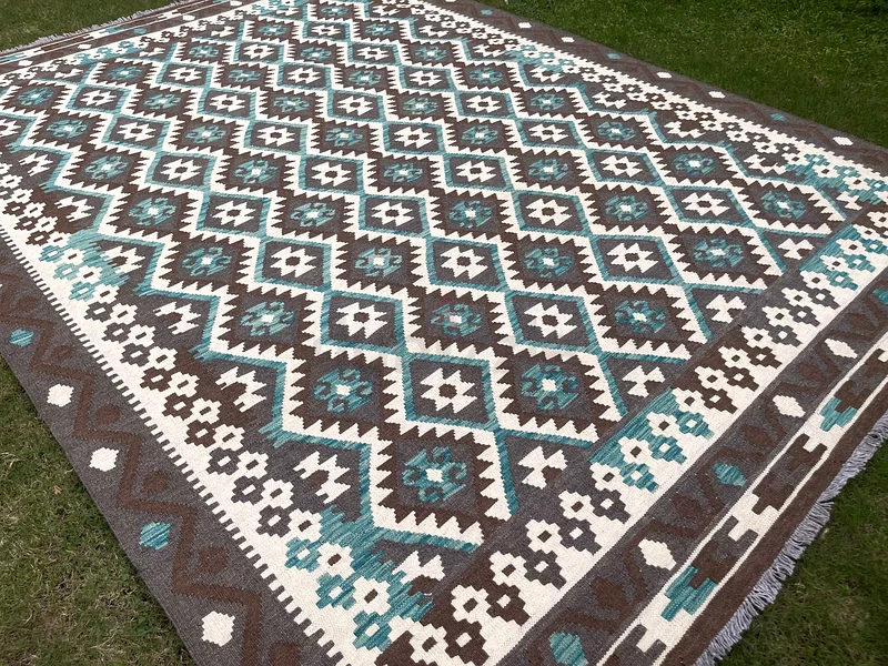 214 × 293 سم | سجادة كليم تركمانية يدوية جديدة جميلة63185761054850113