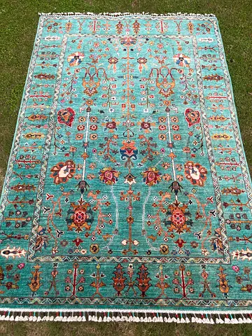 140 x 212 cm | new Handmade Beautiful Turquoise Sultani Carpet