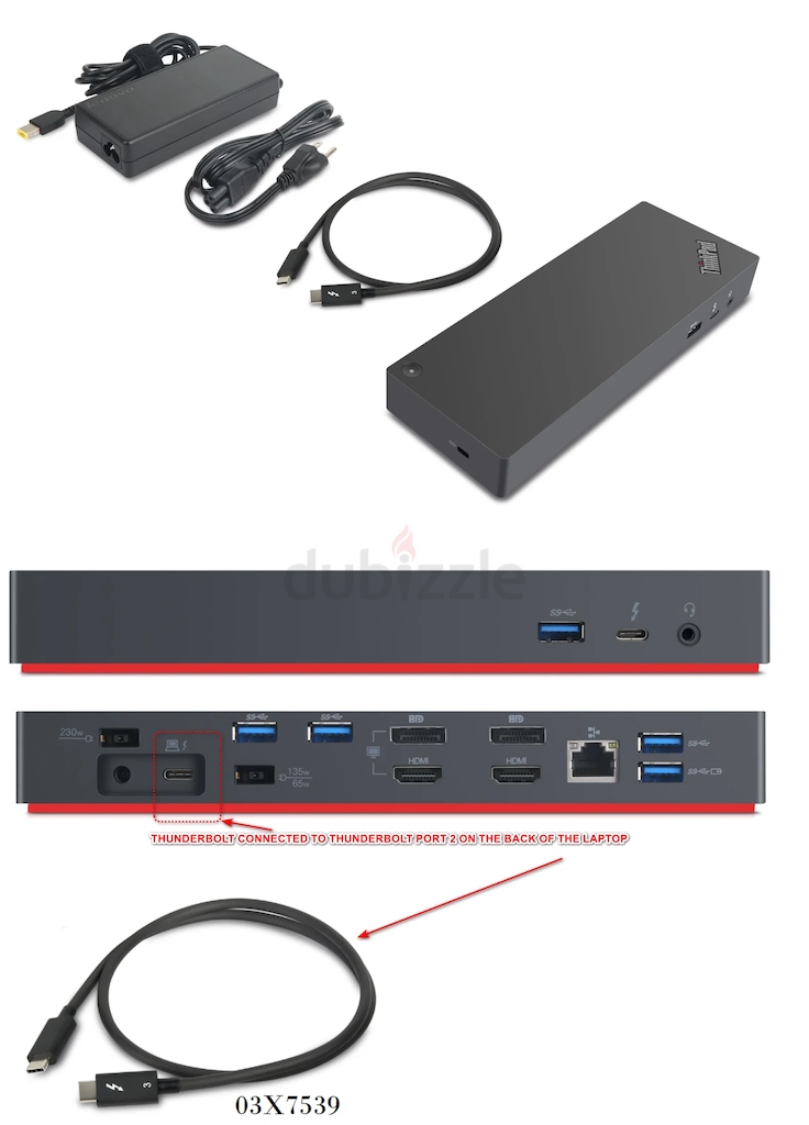 Lenovo ThinkPad Thunderbolt 3 Dock Gen2-(4 Display Output)4K UHD Support  135 Watt Docking Station | dubizzle