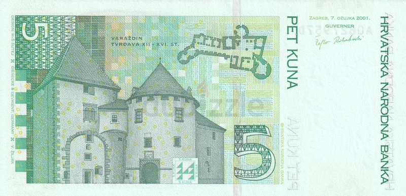 CROATIA 5 KUNA BANKNOTE 200162929655321857111