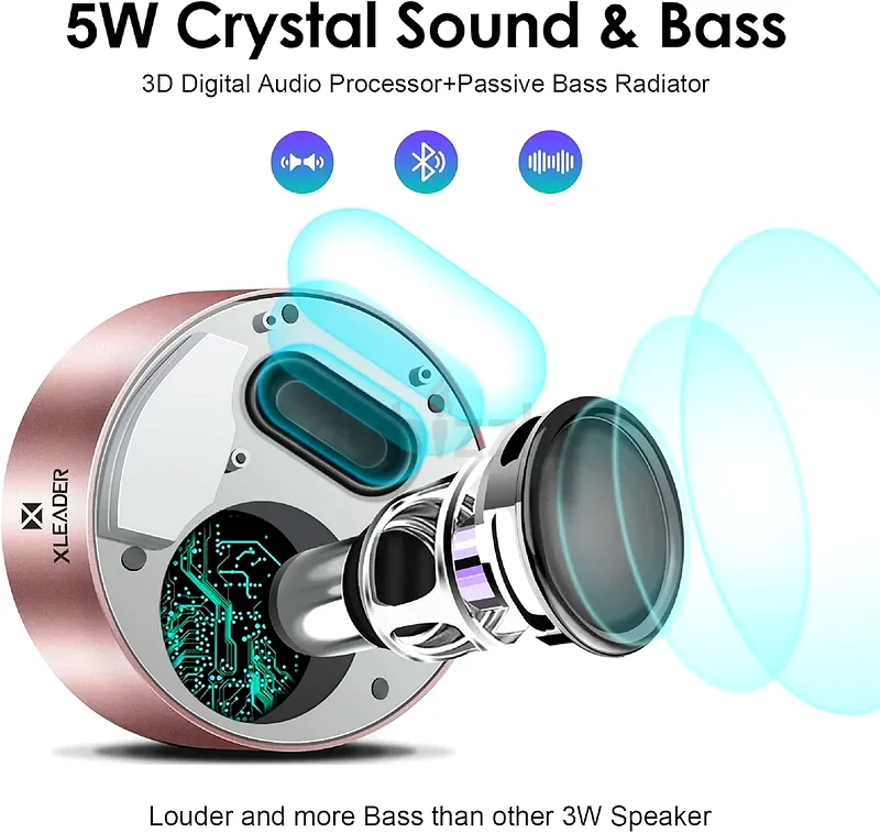 Xleader Mini Bluetooth Speaker (Travel Case Packed) Portable Wireless Speaker with Aux input,63262397417601114