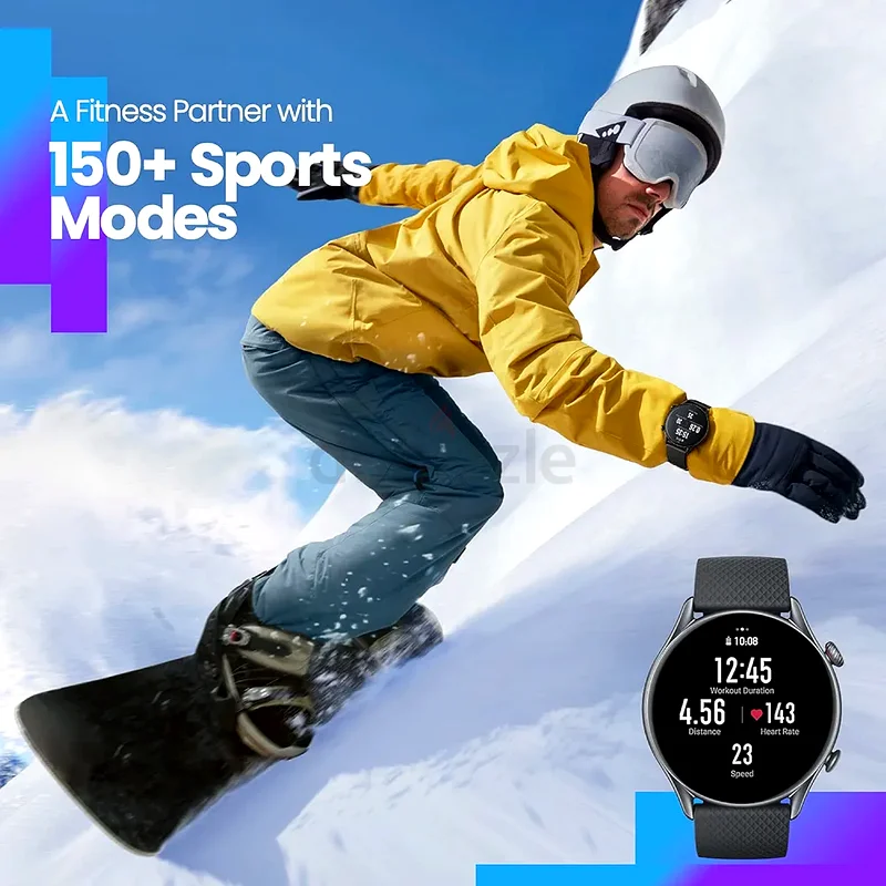 ساعة Amazfit GTR 3 Pro الذكية بشاشة 1.45 بوصة فائقة الدقة من نوع AMOLED، لمراقبة الصحة على مدار 24 ساعة، و150 رياضة63261264735106113