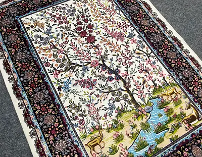78 x 120 cm | new Beautiful Silk Carpet Garden of Paradise
