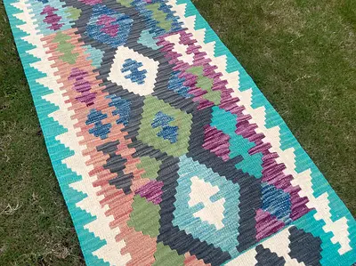 80 x 255 cm | New Handmade Beautiful Turkmen Kilim Runner