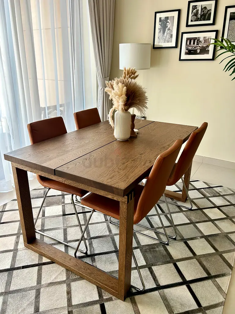 Dining Table Oak veneer Brown BEAUTIFUL