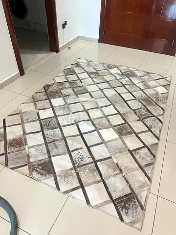 Grey Multi-Color Leather Rug