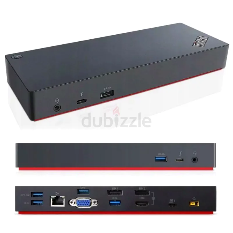محطة إرساء Lenovo Thinkpad Thunderbolt 3 USB-C (40AC)-UHD 4K مع منفذ HDMI واحد ومنفذين DisplayPort ومنفذ VGA واحد63166654071299111