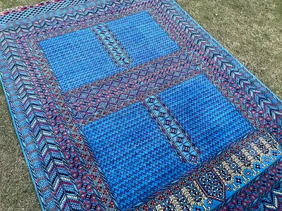3x2m | New Handmade Beautiful Turkmen Carpet Hachlo Ensi Blue