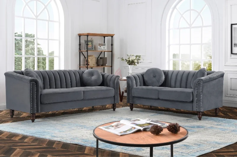 Grey Linen Sofa Set 3 Seater and 2 Seater Sofas dubizzle