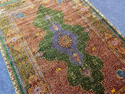 147 x 226 cm | New Beautiful Persian Silk Carpet Jamshedi Semi Tufted Semi Handmade
