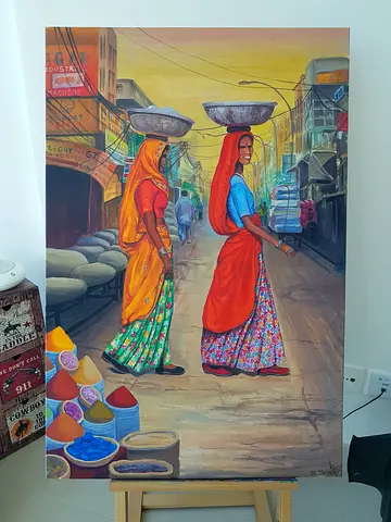 #Di_SHAYKH: COLORS OF INDIA original OIL painting handmade