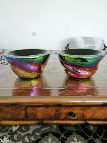 Rainbow glass fruit pot etc.