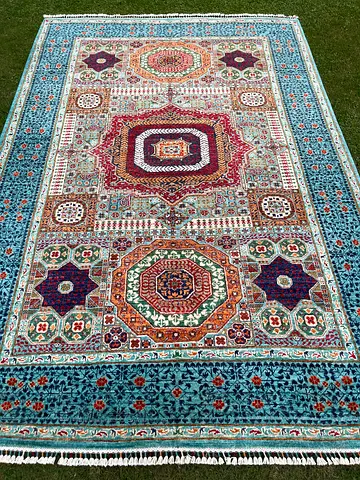 204 x 301 cm | New Handmade Beautiful Turquoise Mamluk 3x2m Carpet