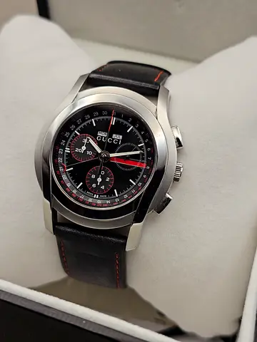 Gucci XL G Chrono Black/Leather 42mm