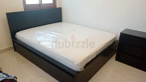 IKEA malam queen size bed with IKEA mattress and 2 storage drawers underneath
