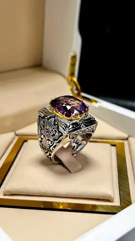 Natural luxury amethyst ring - خاتم بحجر اماتيست (جمشت) فخم طبيعي