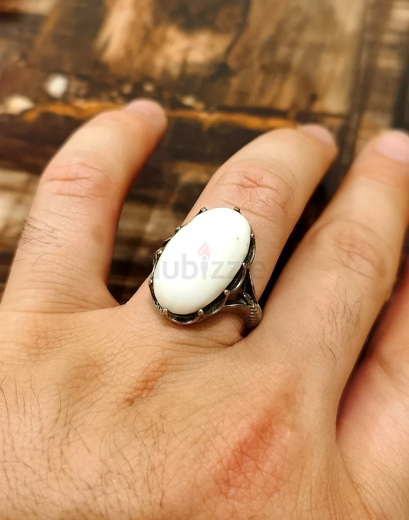 خاتم بحجر فيروز نيشابوري ابيض نوادر - Rare White Ferrose Nishaburi Stone63174324223617112