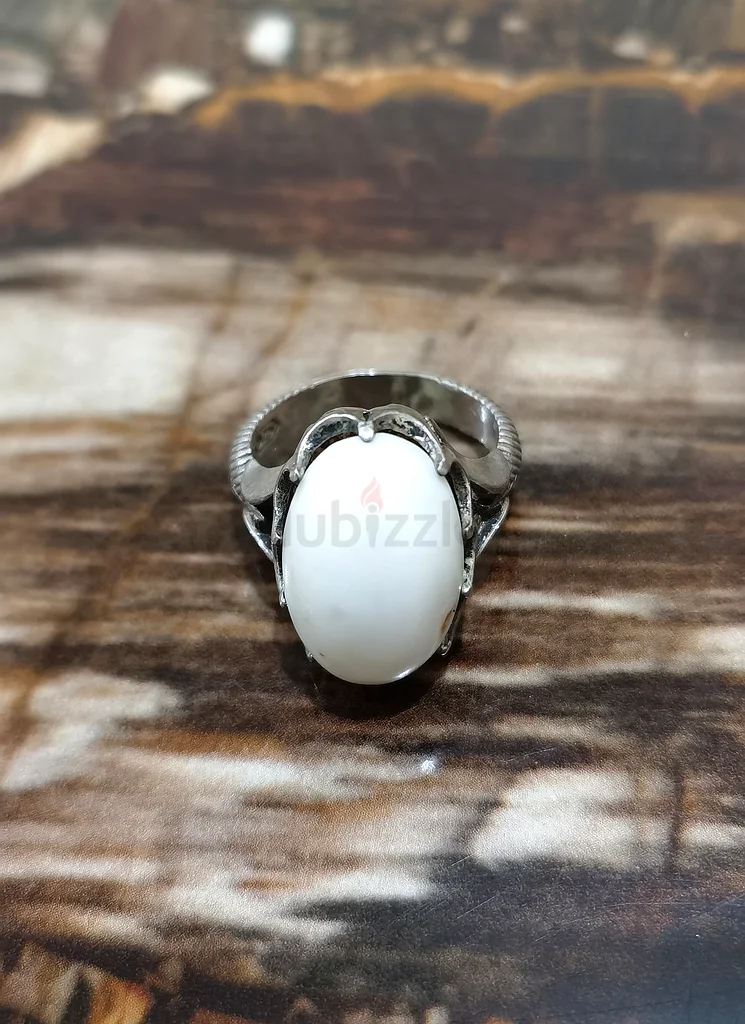 خاتم بحجر فيروز نيشابوري ابيض نوادر - Rare White Ferrose Nishaburi Stone63174324223617111
