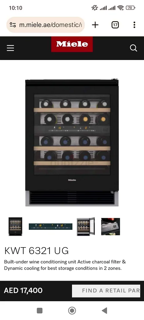 Miele Wine Fridge KWT 6321 UG Latest series with special charcoal