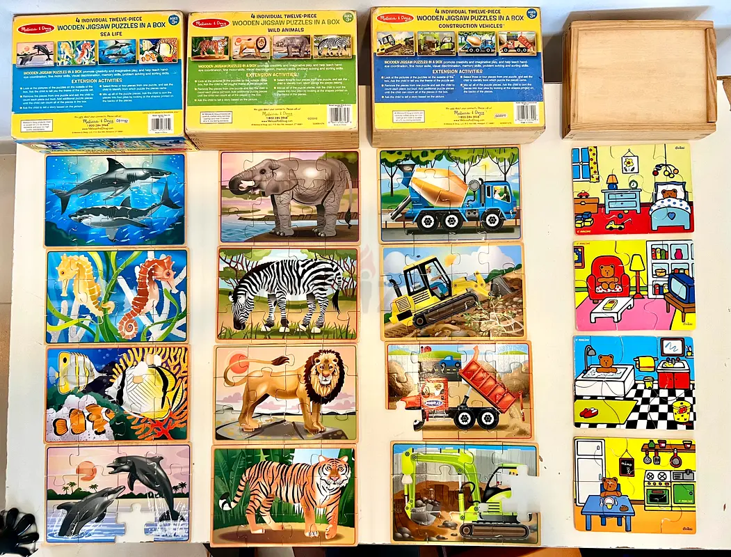 4x Jigsaw Wooden Puzzle