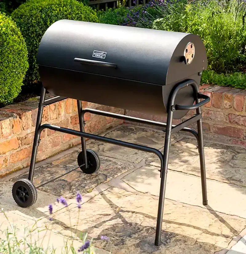 Uniflame 75Cm Charcoal Barrel Grill BBQ Home Barbeque Steel Black