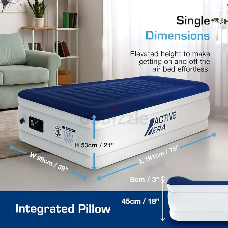 Active Era Luxury Single Size Inflatable Mattress Elevated Air