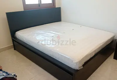 IKEA Malam queen size bed 160/200cm bed with 2 storage drawers underneath  and Ikea mattress
